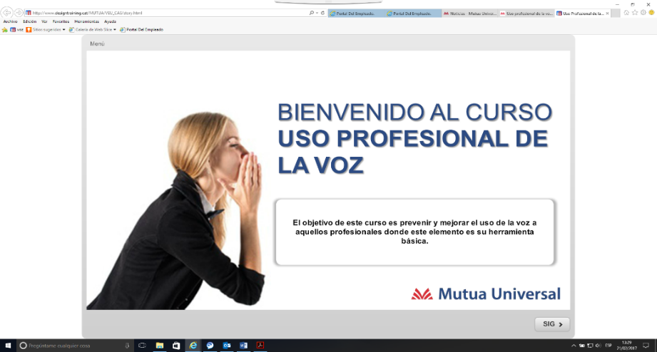 Curso 'Uso profesional de la voz' disponible en el Campus Virtual de Mutua Universal para empresas asociadas