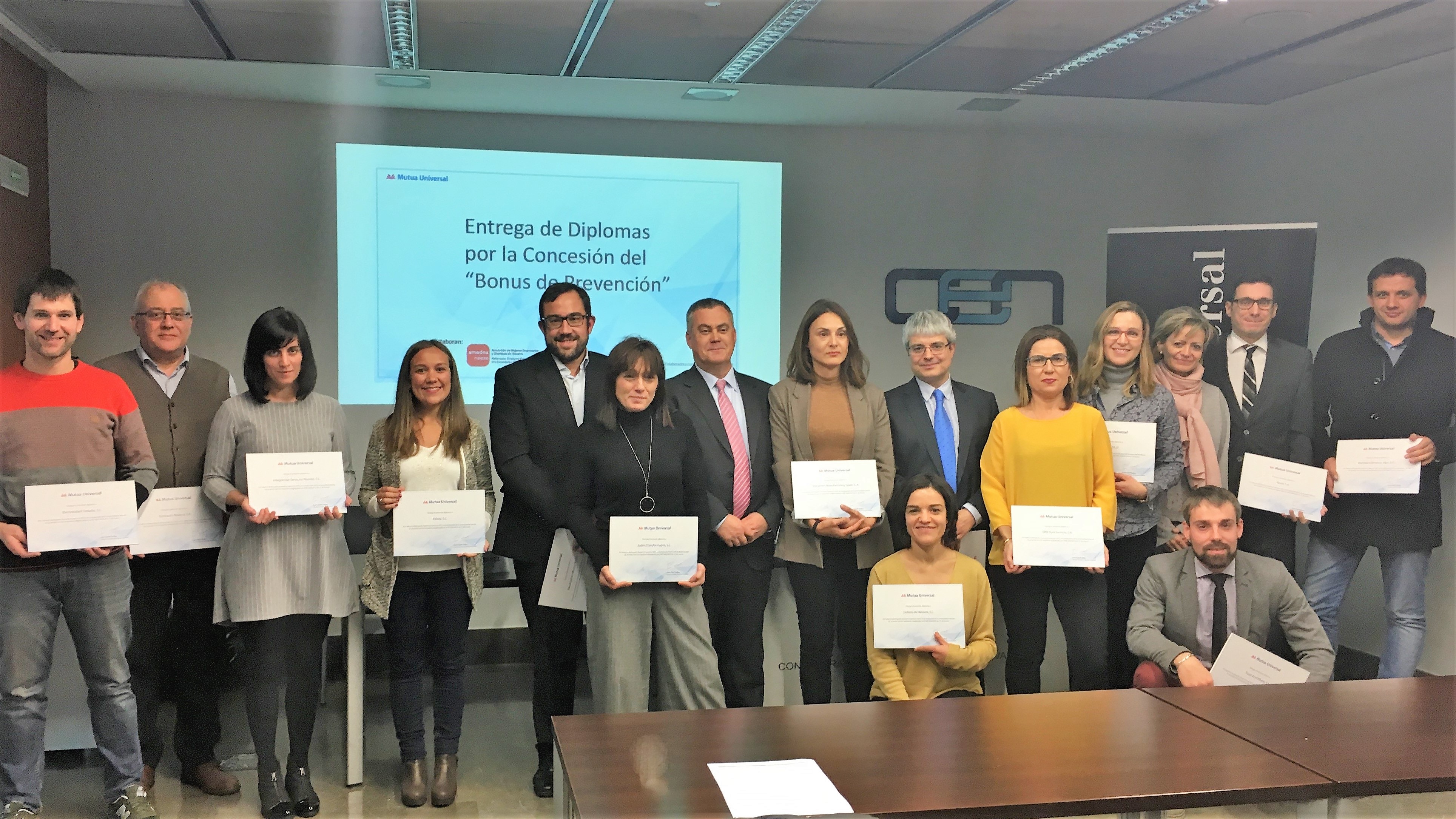 Mutua Universal entrega el ‘Bonus Prevención’ a empresas asociadas en Navarra Mutua Universal entrega el ‘Bonus Prevención’ a empresas asociadas en Navarra