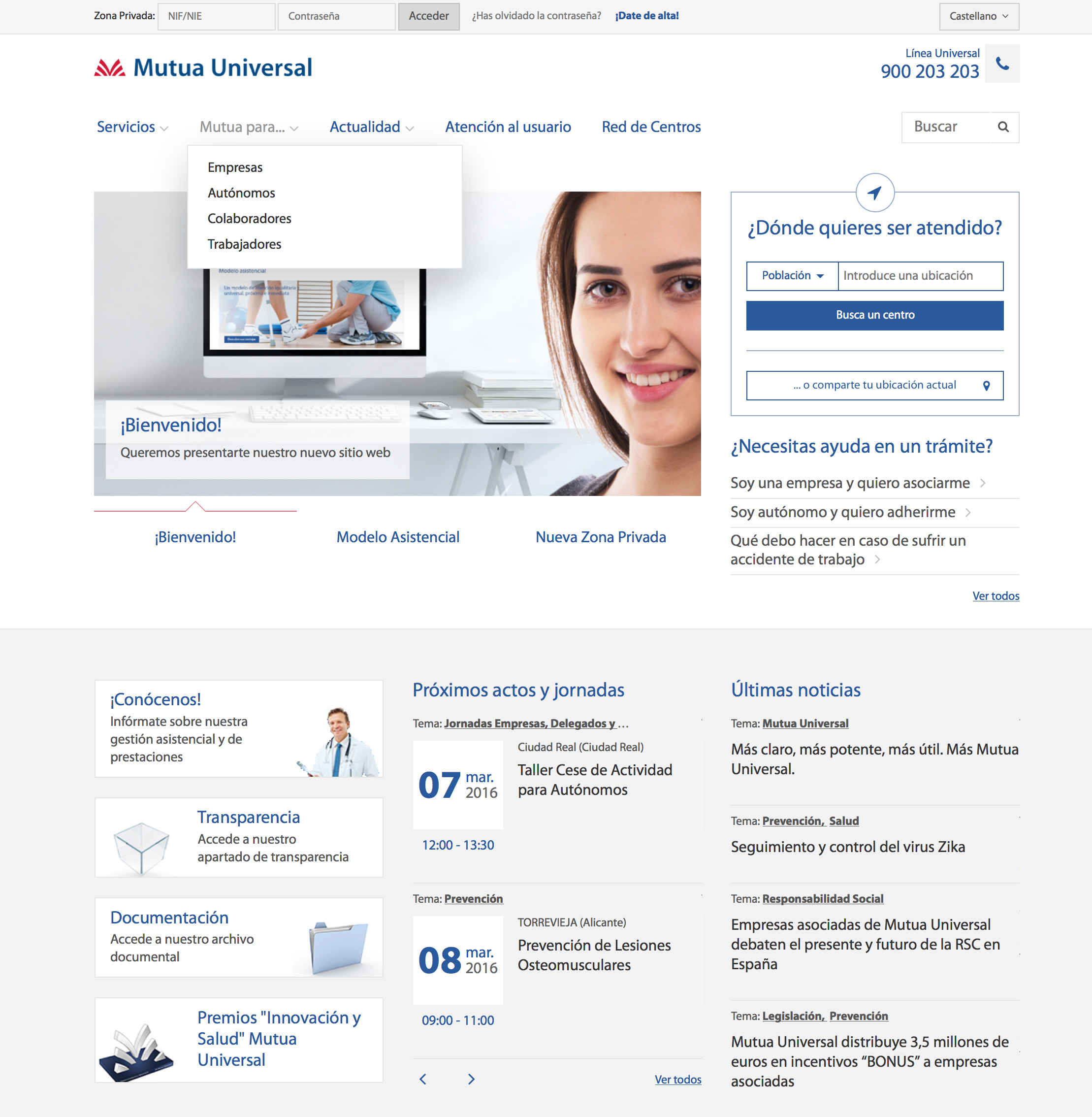 Nuevo sitio web de Mutua Universal